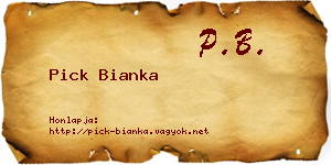 Pick Bianka névjegykártya